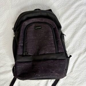 Quiksilver Striped Black and Dark Purple Backpack